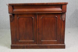 Chiffonier sideboard, 19th century mahogany. (Some damage as shown). H.87 W.106 D.41cm.