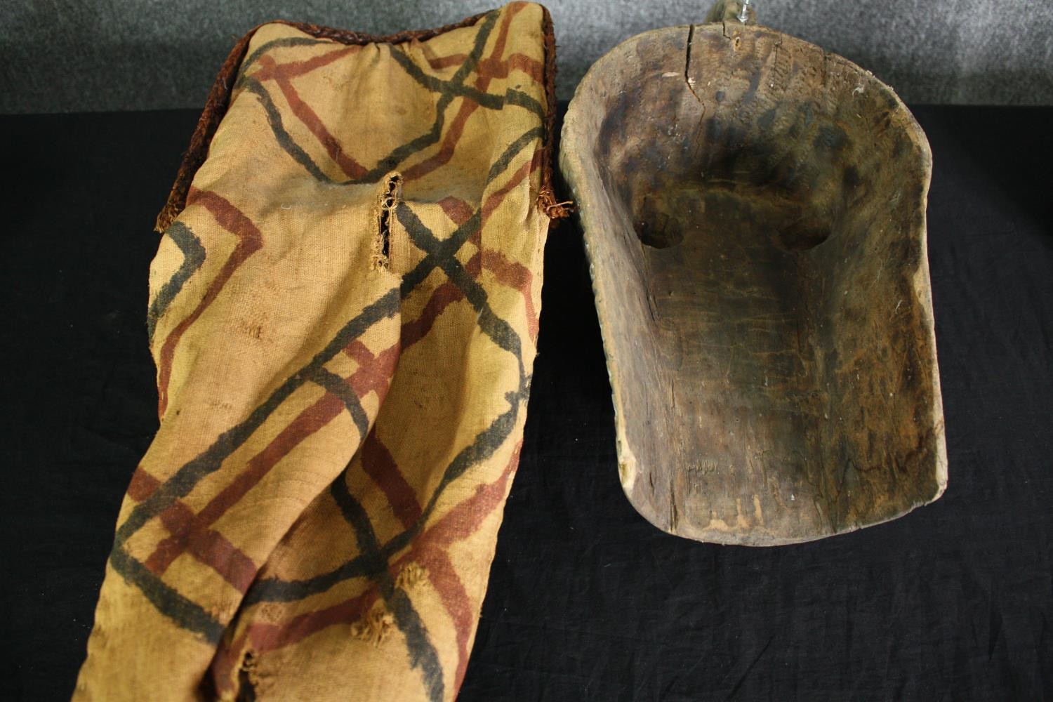 A Congolese Kifwebe Songye mask along with a painted tribal mask. H.55cm. (largest). - Image 10 of 10