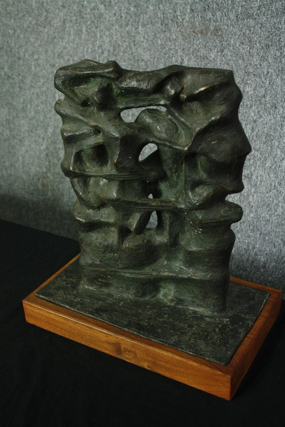 A mid century cast metal abstract figure group on plinth base. H.41cm. - Image 7 of 8