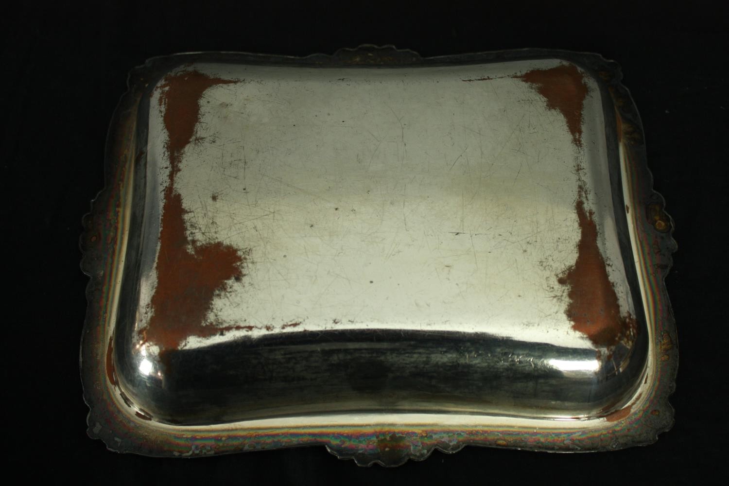 A collection of silver plate: a 19th century spirit kettle, a tray and two tureens. L.58 W.30cm. ( - Image 4 of 11