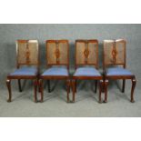 Dining chairs, a set of four, mid century stained beech.