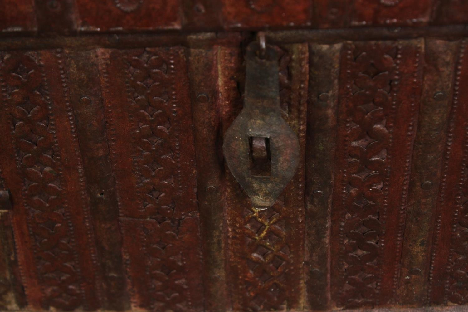 A small painted and metal bound Indian trunk. H.35 W.43 D.33cm. - Image 7 of 7