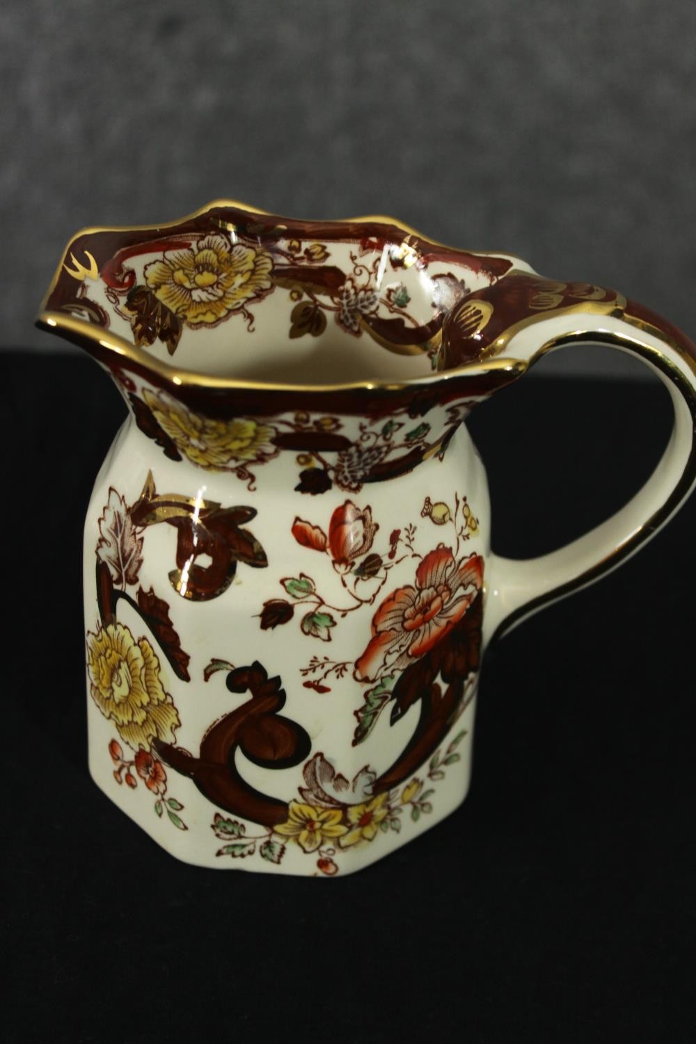 A collection of Mason's Ironstone Brown Velvet pattern, to include a pair of dolphin vases, jugs and - Image 5 of 10