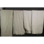 Two pairs of fully lined embroidered curtains. L.220 W.120cm. (each).