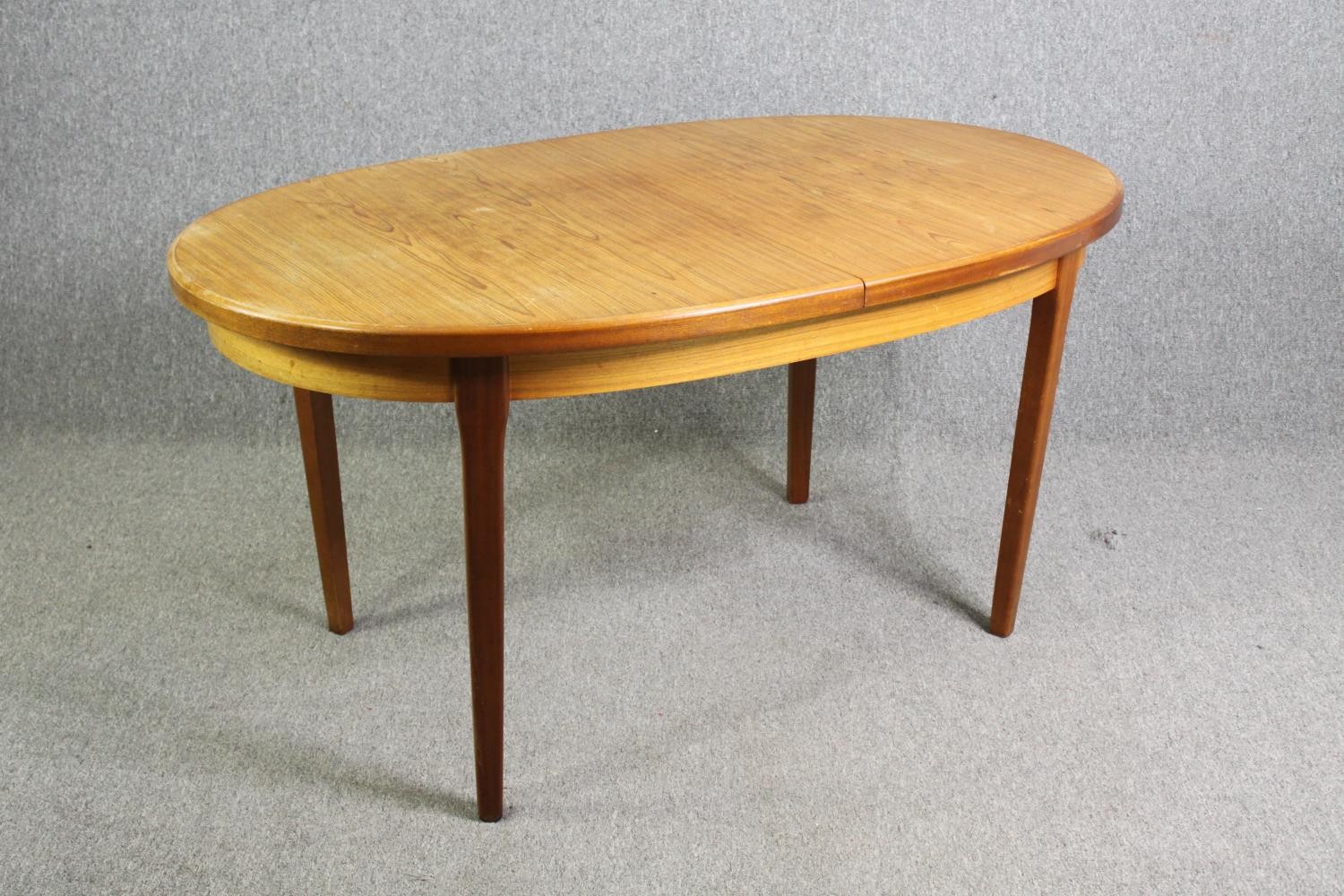 Dining table, mid century teak with integral butterfly extension leaf. H.75 W.197 (ext) D.92cm. - Image 3 of 7