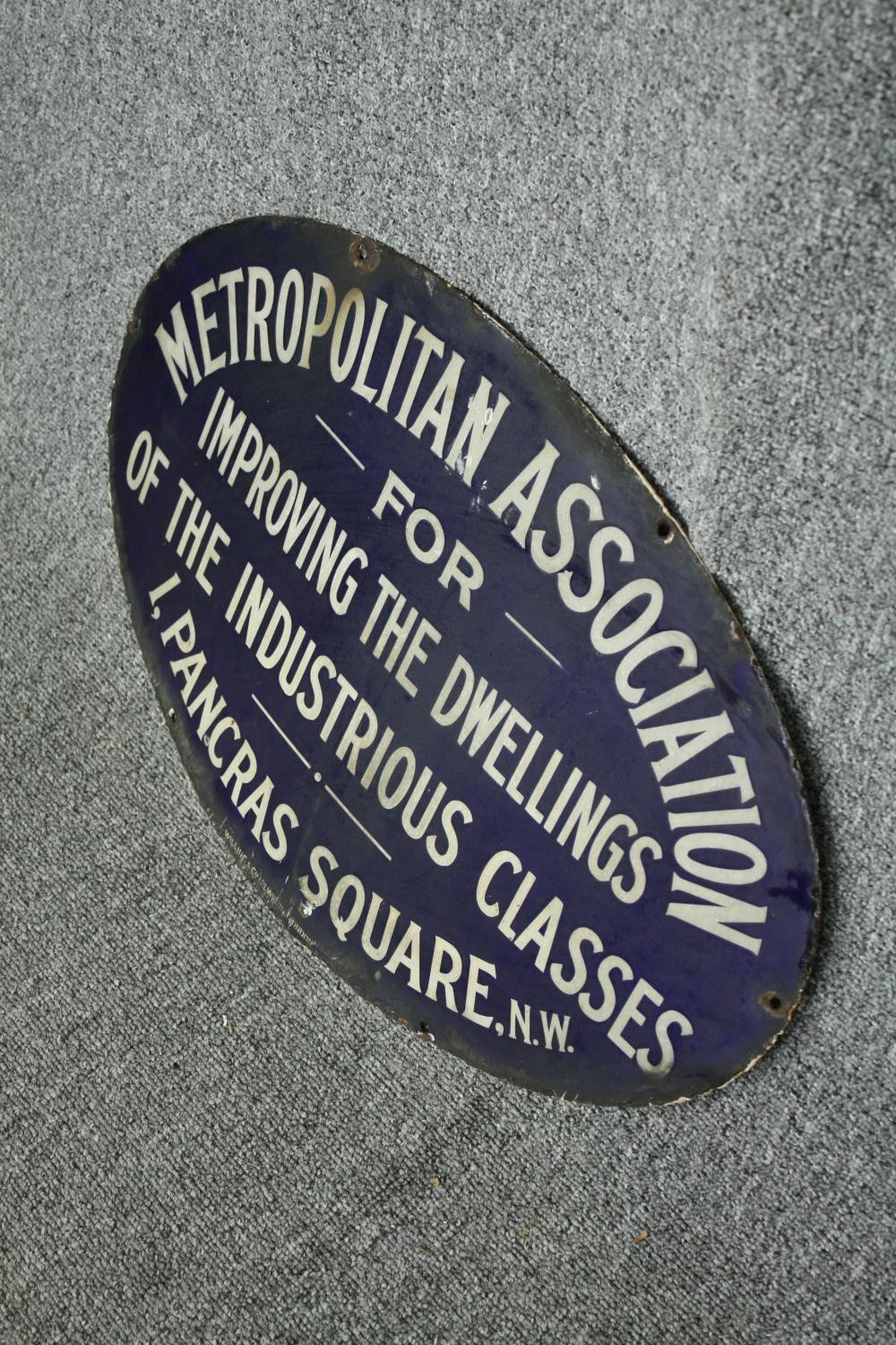 A 19th century enamel building plaque. H.38 W.61cm. - Image 3 of 5