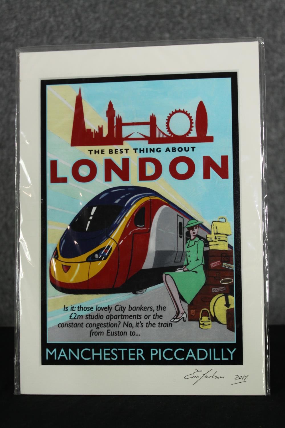 Manchester to Piccadilly limited edition print by Eric Jackson, signed and dated. H.30 W.21cm. - Image 2 of 4