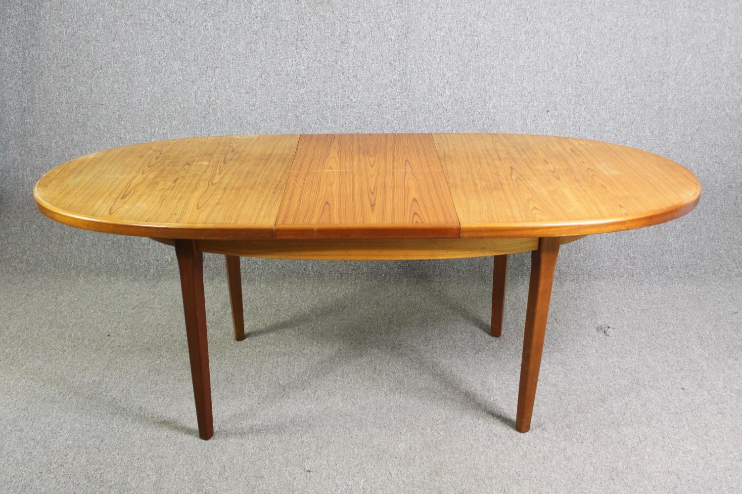 Dining table, mid century teak with integral butterfly extension leaf. H.75 W.197 (ext) D.92cm. - Image 5 of 7