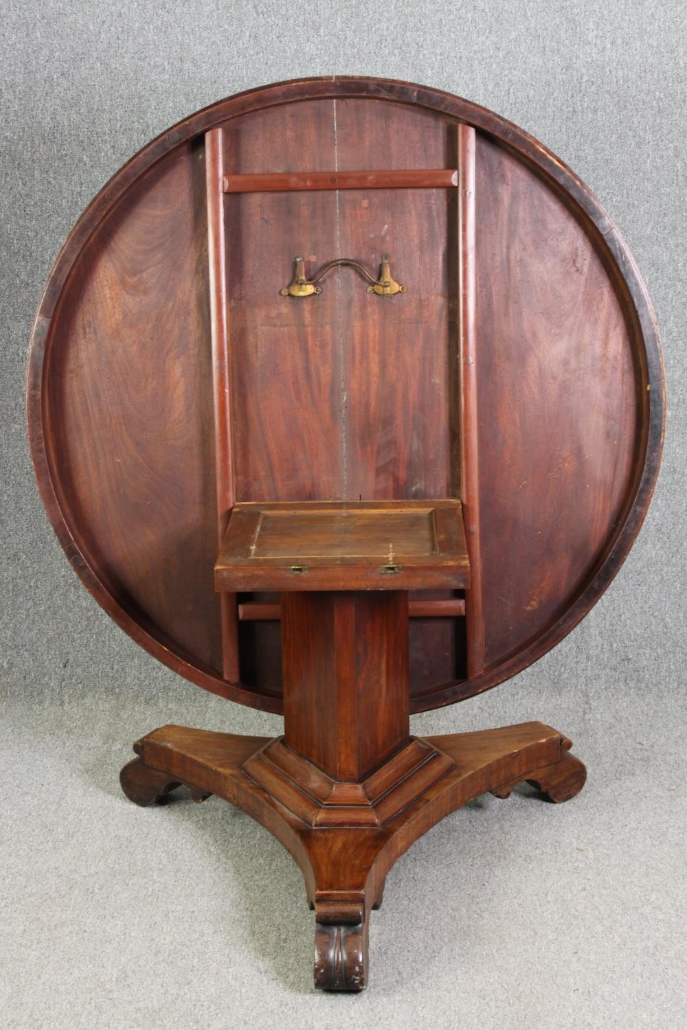 Dining table, 19th century mahogany with tilt top action. H.70 Dia.125cm. - Image 7 of 9