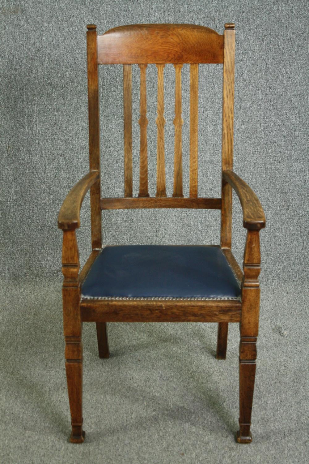 Armchairs, a pair, late 19th century oak. - Image 2 of 8