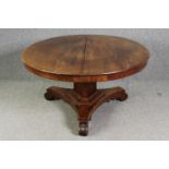 Dining table, 19th century mahogany with tilt top action. H.70 Dia.125cm.