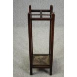 Stick or umbrella stand, C.1900 oak with lift out drip tray. H.76cm.