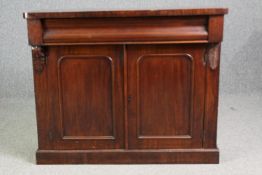 Chiffonier sideboard, 19th century mahogany. (Some damage as shown). H.87 W.106 D.41cm.