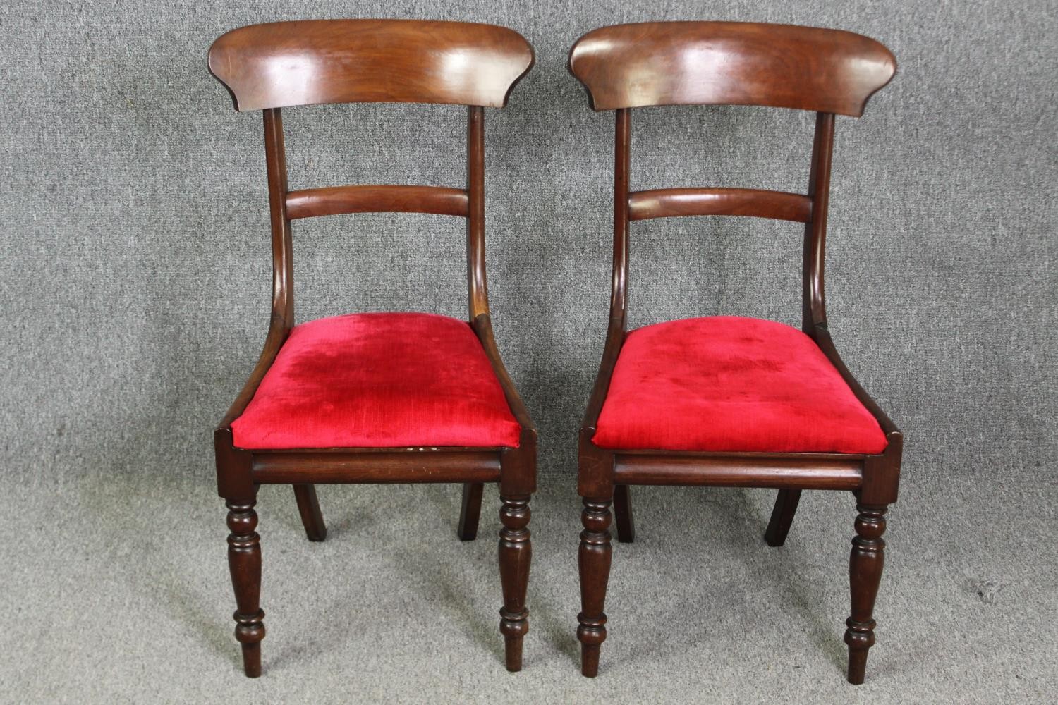 Dining chairs, a pair, mid 19th century mahogany.