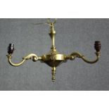 A vintage three branch brass chandelier. H.43 Dia.49cm.