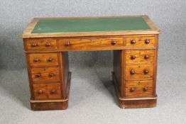 Pedestal desk, 19th century mahogany in three sections. H.76 W.122 D.68cm.