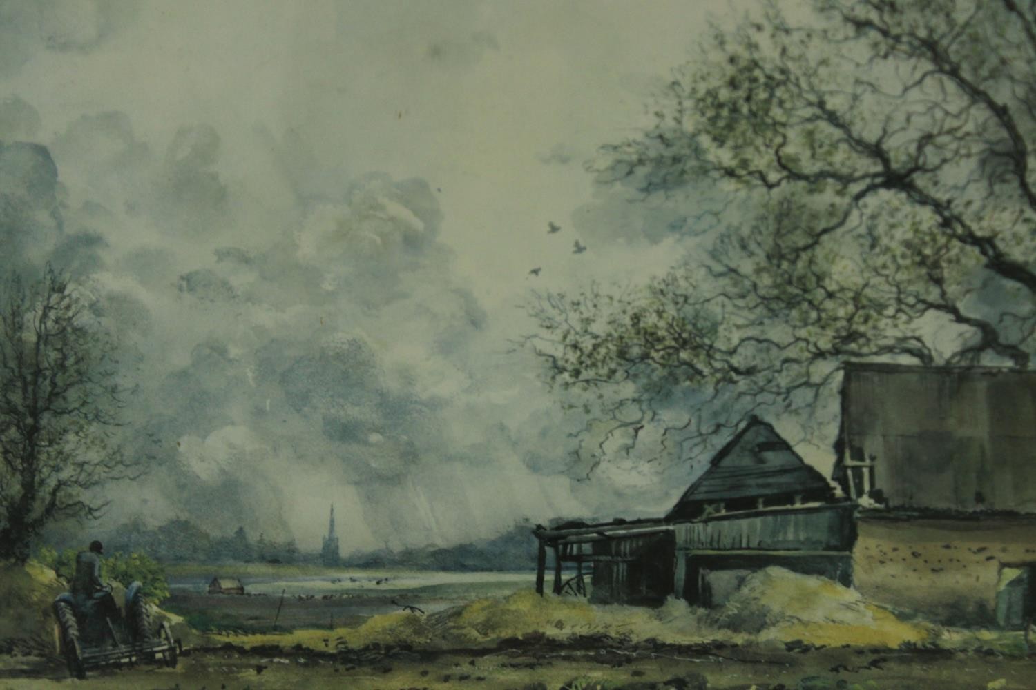 A pair of watercolours, country landscapes, signed C J Thornton, framed and glazed. H.31 W.40cm. ( - Image 3 of 6