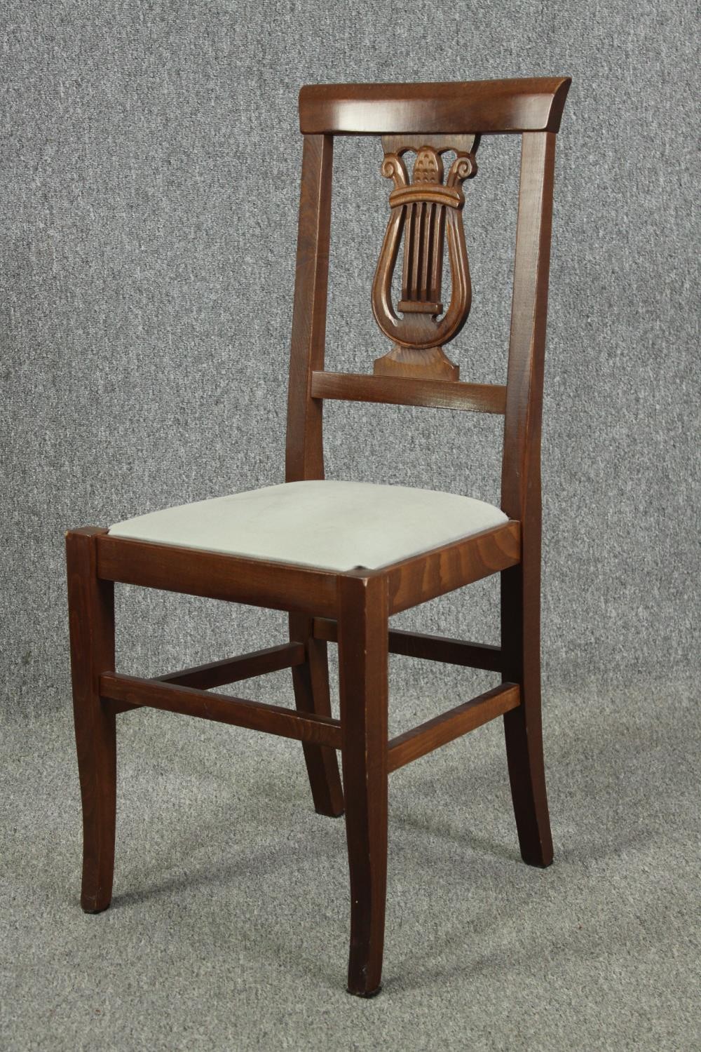 Dining chairs a set of six Continental style in fruitwood. - Image 5 of 7