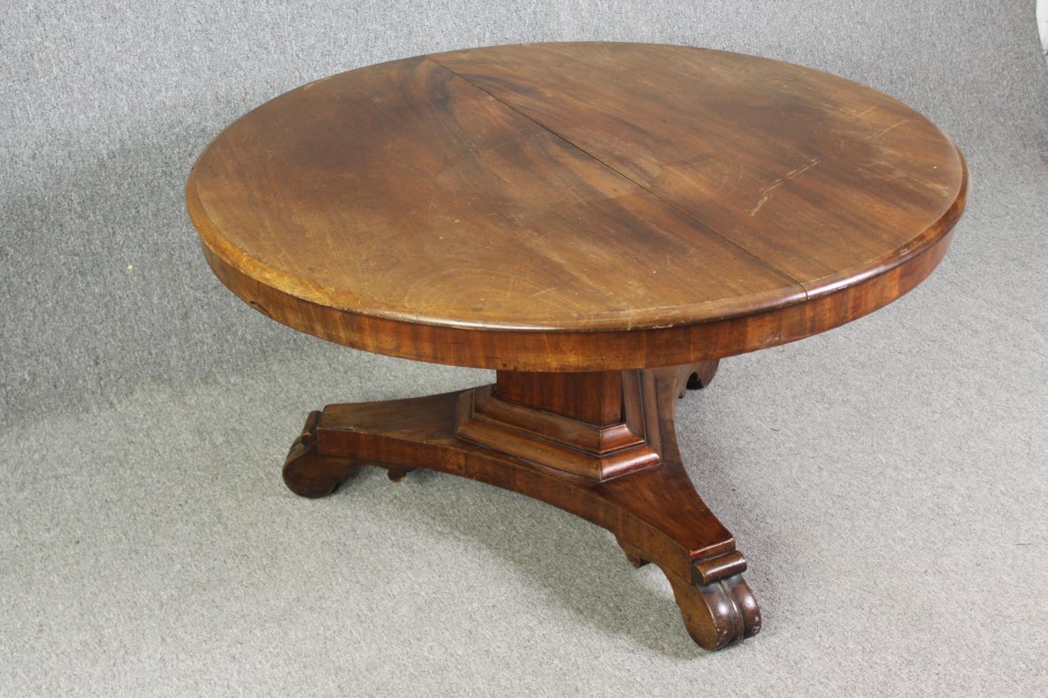 Dining table, 19th century mahogany with tilt top action. H.70 Dia.125cm. - Image 3 of 9