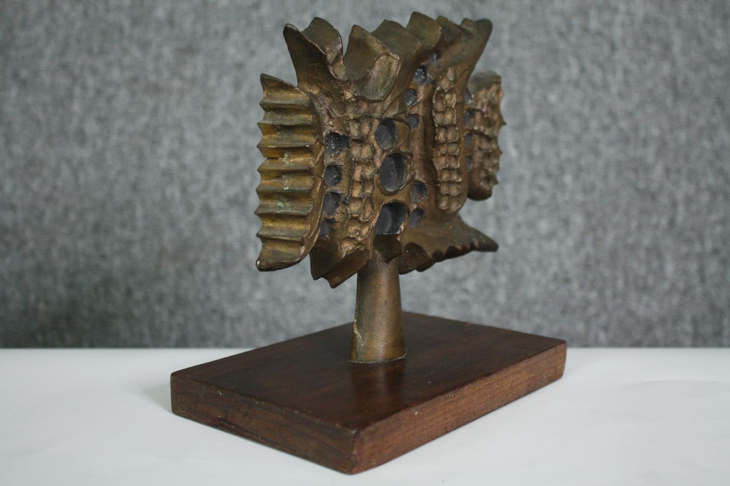 A 1970's Italian bronze abstract design award. Inscribed, dated 1972, signed P.Del. Mounted on a - Image 2 of 6