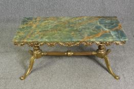 Coffee table, 1970's vintage onyx and brass. H.46 W.100 D.50cm.