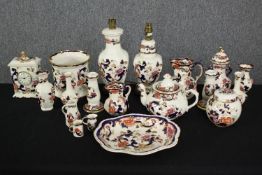 A collection of Mason's Ironstone to include table lamps, ginger jar, jugs and bowls etc. H.33cm. (