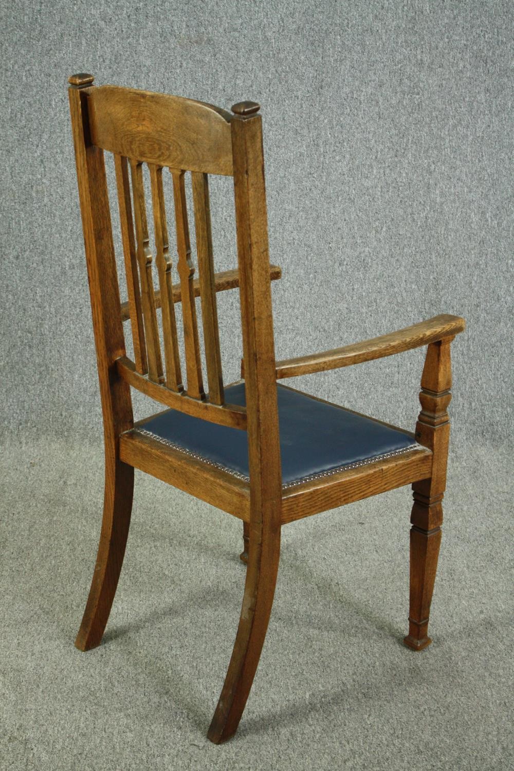 Armchairs, a pair, late 19th century oak. - Image 4 of 8