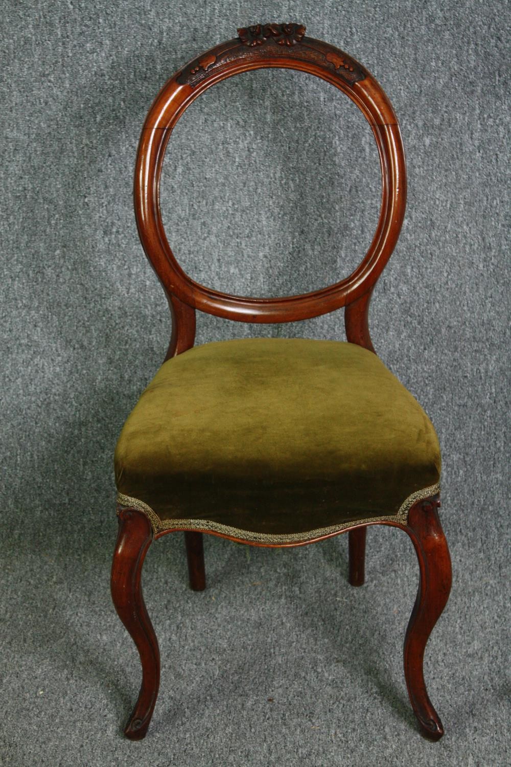 Dining chairs, a set of four Victorian carved walnut. - Image 2 of 8