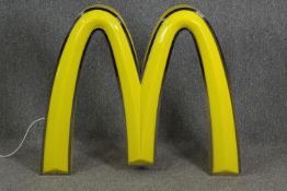 A light up MacDonalds sign in working order. H.95 W.111 D.10cm.