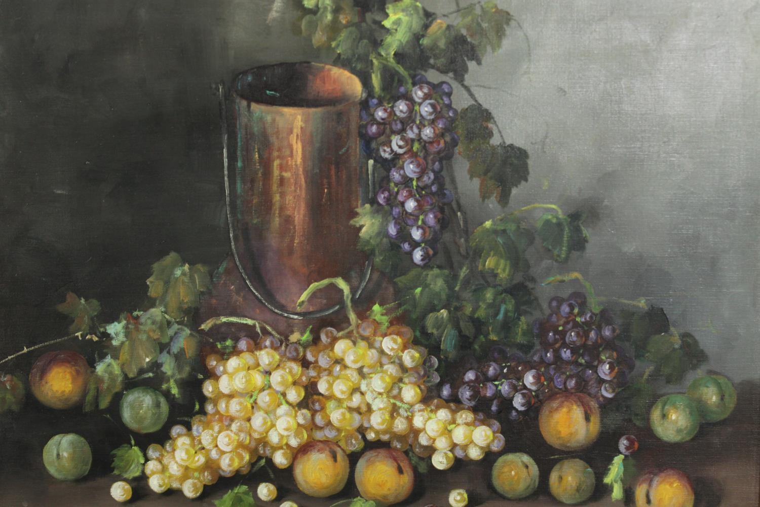 Oil on canvas, still life fruit, signed Lazaro, framed. H.80 W.95cm.