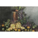 Oil on canvas, still life fruit, signed Lazaro, framed. H.80 W.95cm.