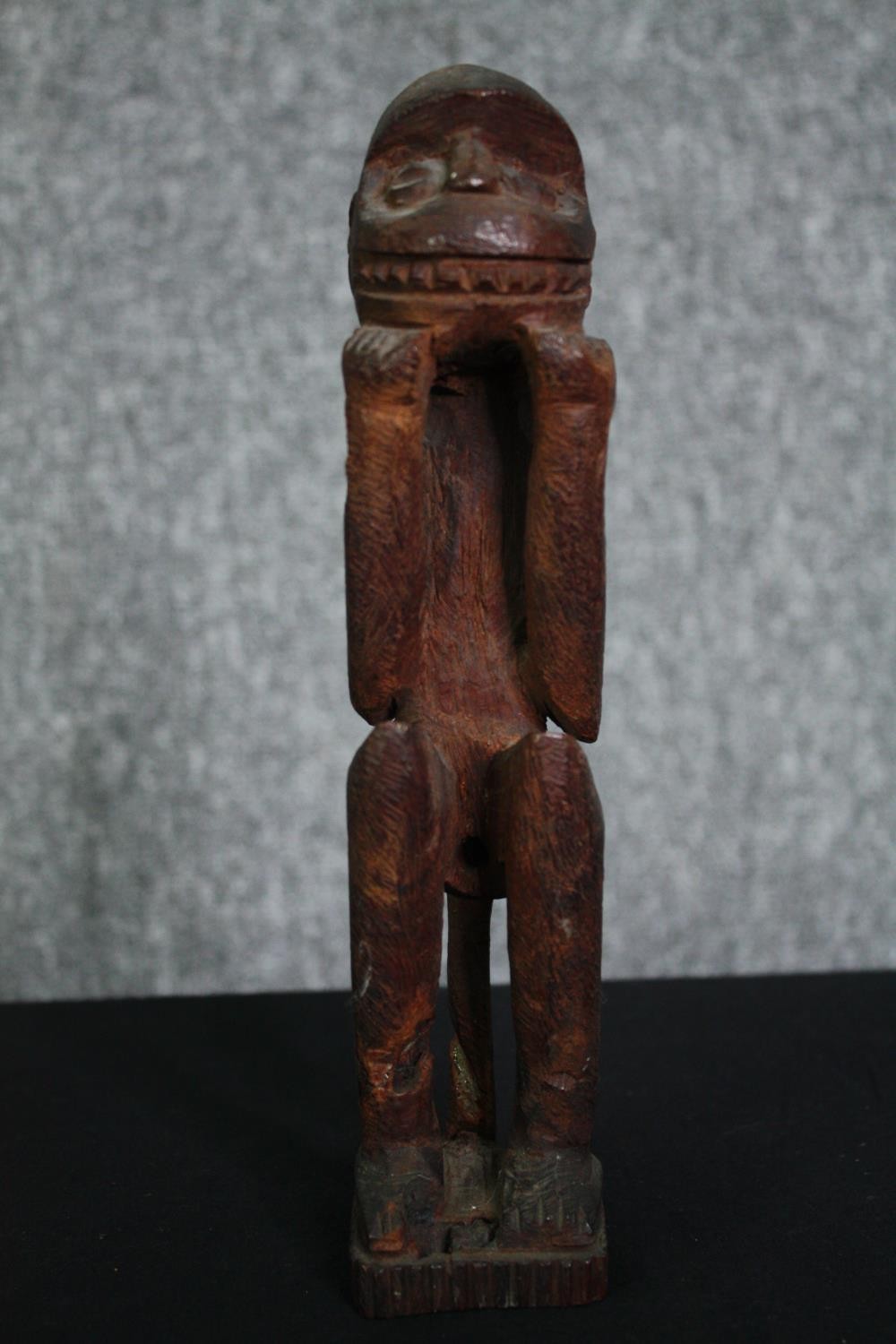 A carved Eastern hardwood figure of a goddess, an African carving and a central American carved - Image 3 of 15