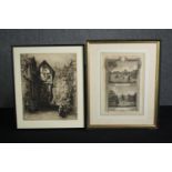 A 19th century framed and glazed signed etching and a 19th century gilt framed and glazed engraving.