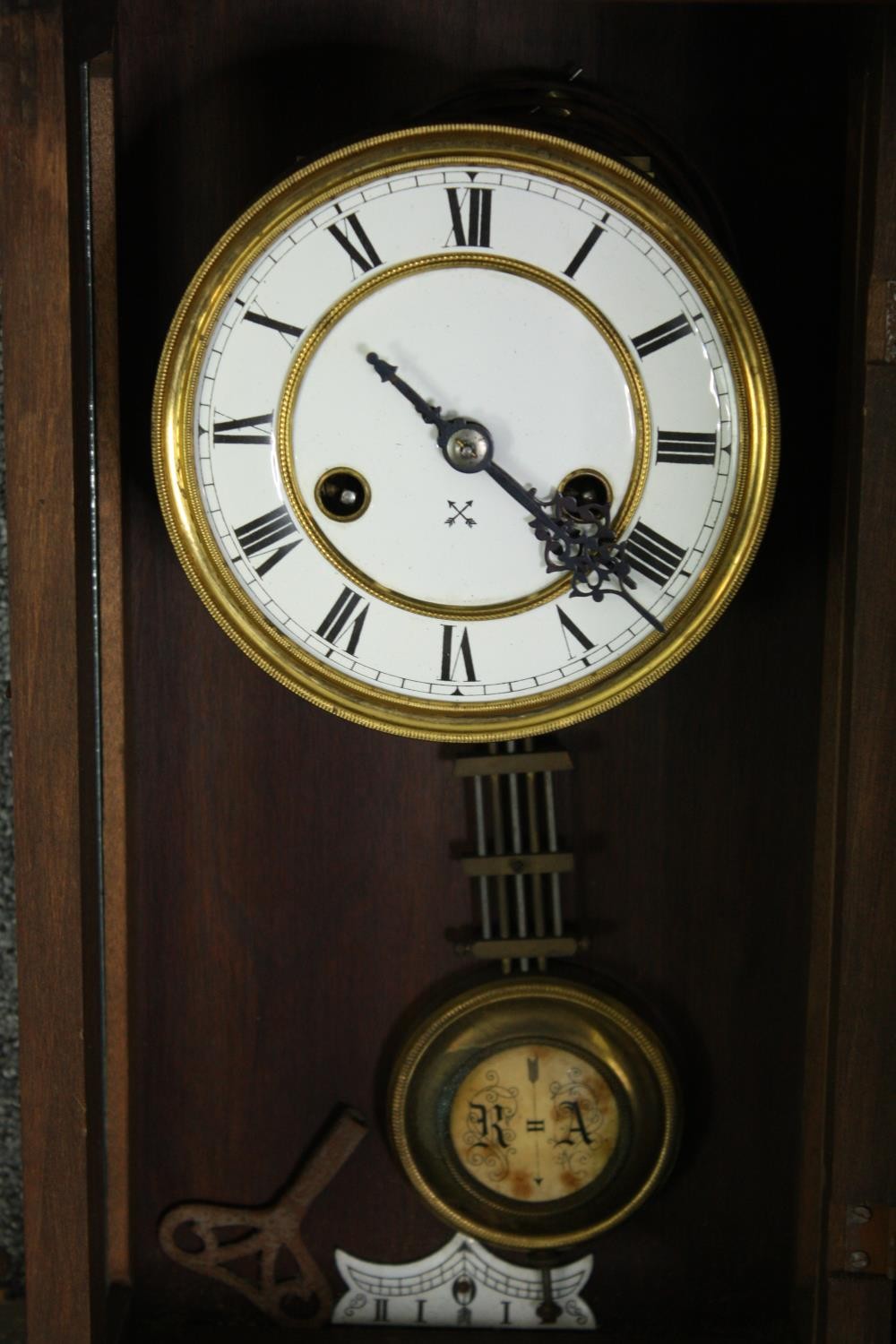 A 19th century mahogany cased Vienna regulator wall clock with eight day movement. H.76 W.34 D.17cm. - Image 4 of 7