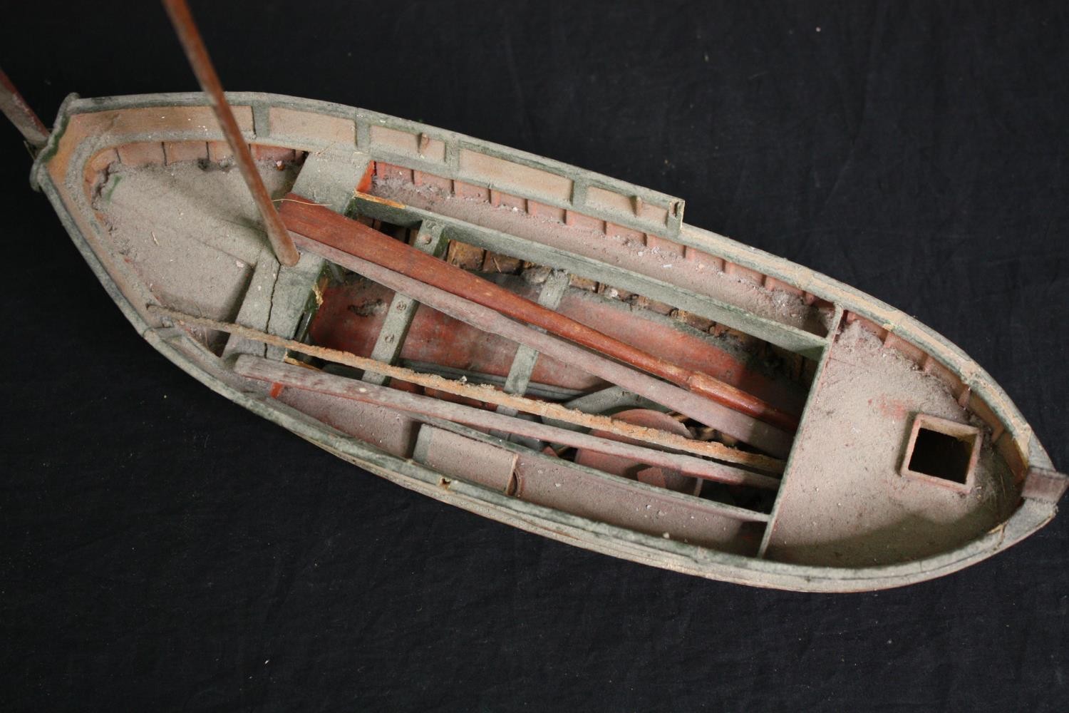 A 1920's vintage hand decorated figure and a scratch built model of a fishing boat. H.29 W.37cm. ( - Image 3 of 8