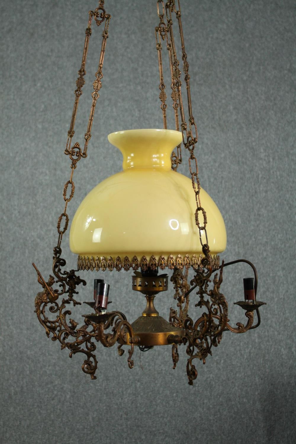 A vintage ceiling light in the style of an oil lantern. H.100cm. - Image 8 of 9