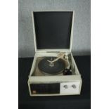 A vintage Garrard portable turntable / record player. H.19 W.40 D.45cm.