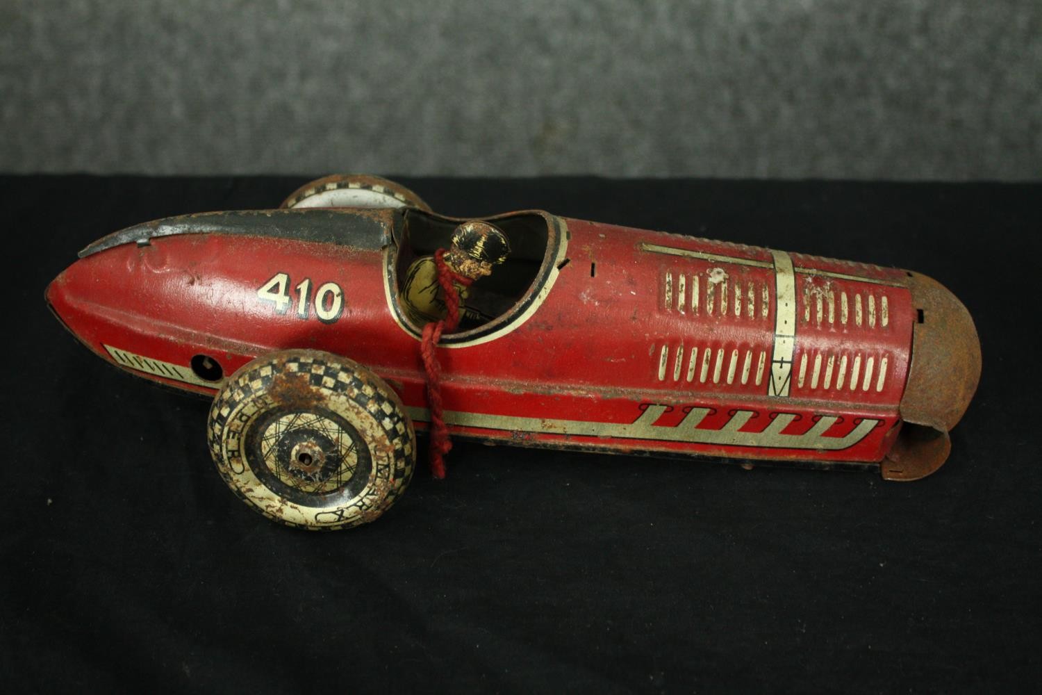 A collection of tin plate cars and trains along with track. L.33cm. (largest). - Image 12 of 13