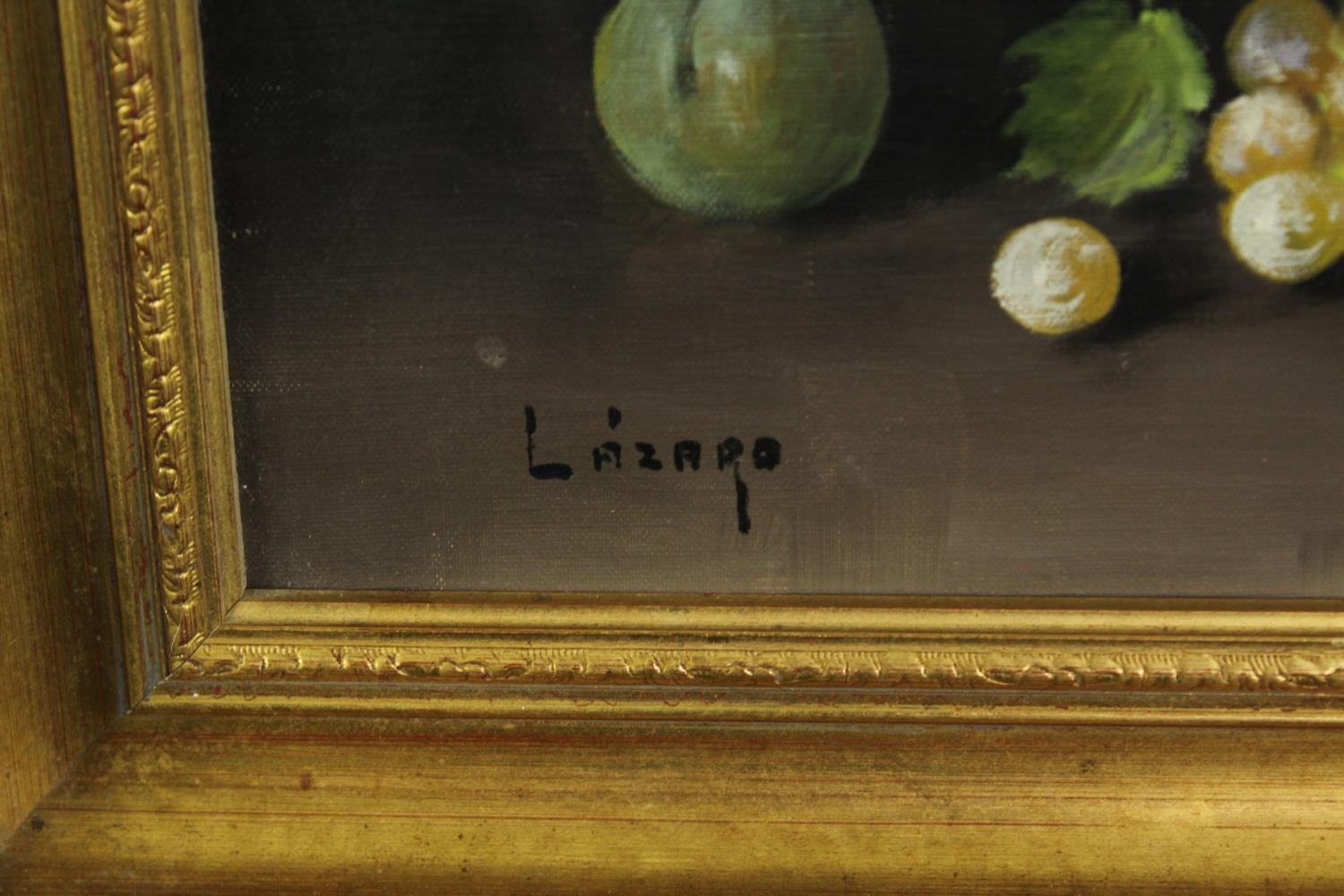 Oil on canvas, still life fruit, signed Lazaro, framed. H.80 W.95cm. - Image 3 of 4