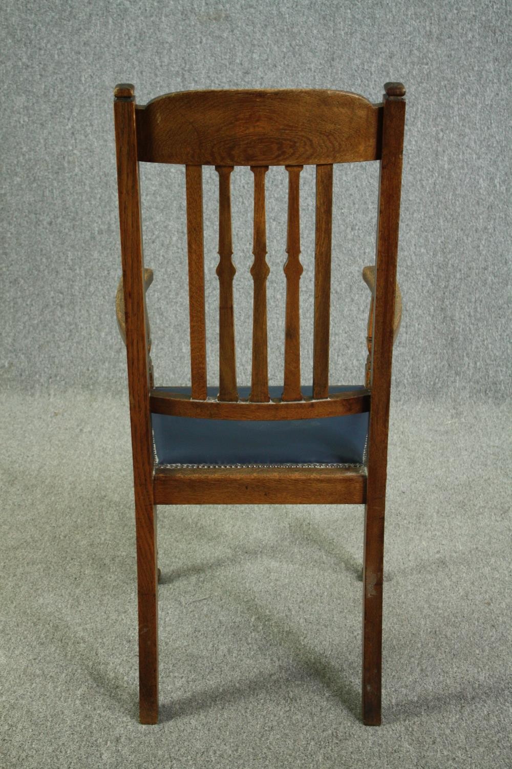 Armchairs, a pair, late 19th century oak. - Image 5 of 8