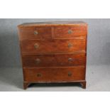 Chest of drawers, 19th century mahogany in two sections. H.121 W.116 D.59cm.