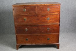 Chest of drawers, 19th century mahogany in two sections. H.121 W.116 D.59cm.