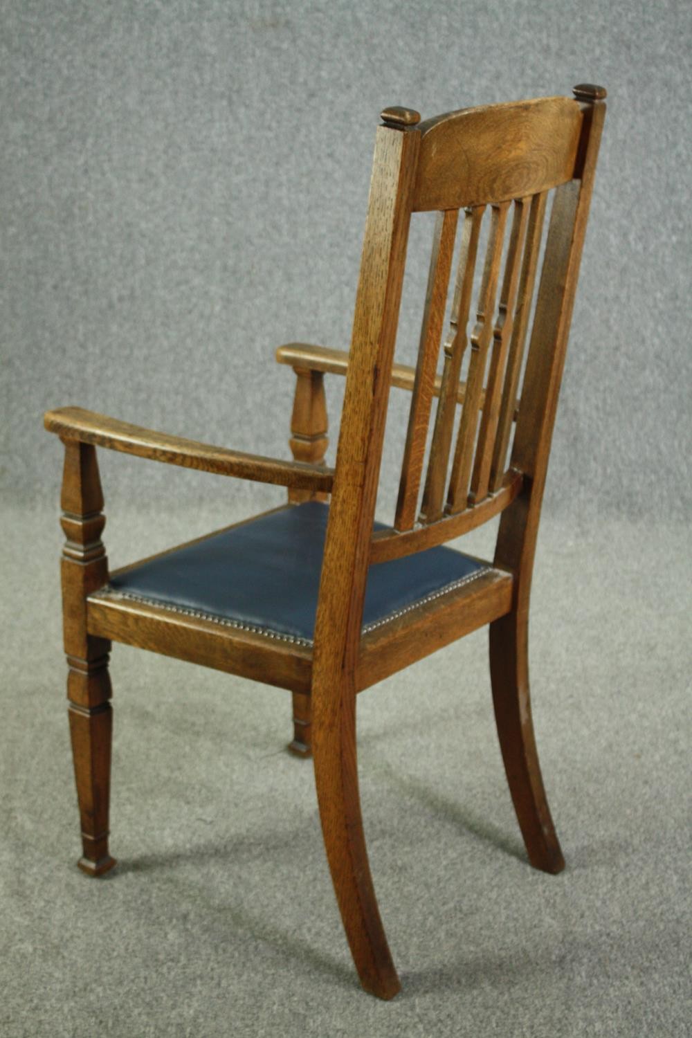 Armchairs, a pair, late 19th century oak. - Image 6 of 8