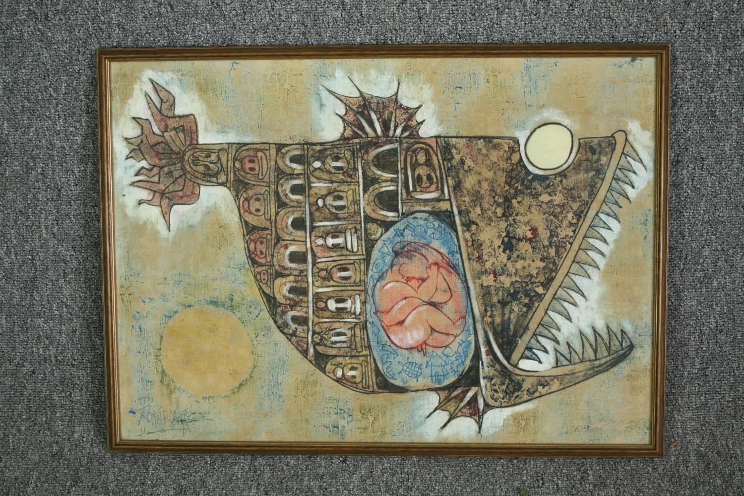 Ronarong Thanomtup, mixed media; Piranha, signed with inscriptions to the reverse. H.48 W.66cm. - Image 2 of 6