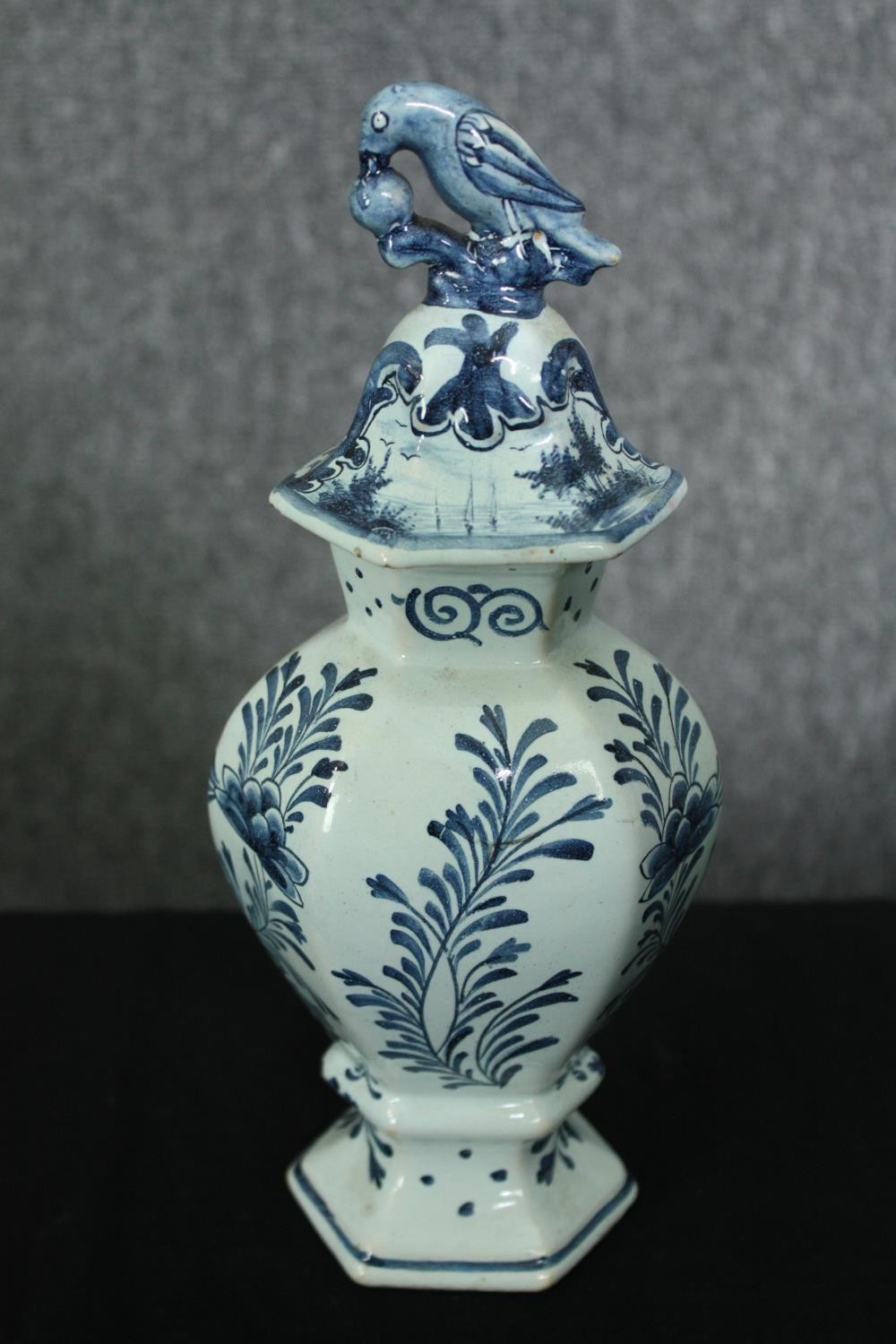 A collection of ceramics, including two early 19th century Delft lidded urns, one (De Porceleyne - Image 5 of 12