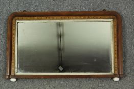 Overmantel mirror, Victorian walnut with Tunbridge inlay. H.52 W.82cm.