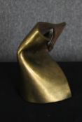A bronze folded abstract sculpture. Unsigned. H.19cm.