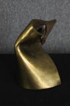 A bronze folded abstract sculpture. Unsigned. H.19cm.