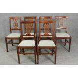Dining chairs a set of six Continental style in fruitwood.