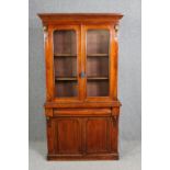 Library bookcase, 19th century mahogany in two sections. H.200 W.103 D.39cm.